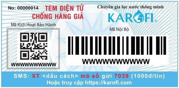 Tem điện tử chống hàng giả của Karofi để bảo hành của karofi
