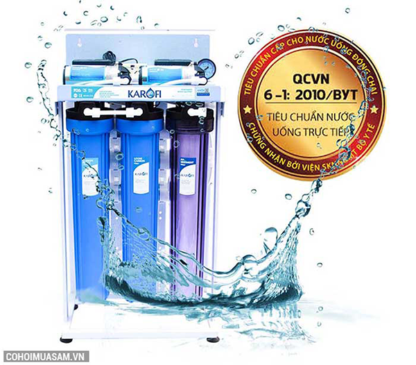 Máy lọc nước bán công nghiệp Karofi KB50 đạt tiêu chuẩn chất lượng nước của Bộ Y Tế về nước uống trực tiếp