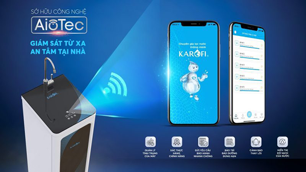 Công nghệ AioTec kết nối máy lọc nước và điện thoại kiểm soát chất lượng nước từ xa