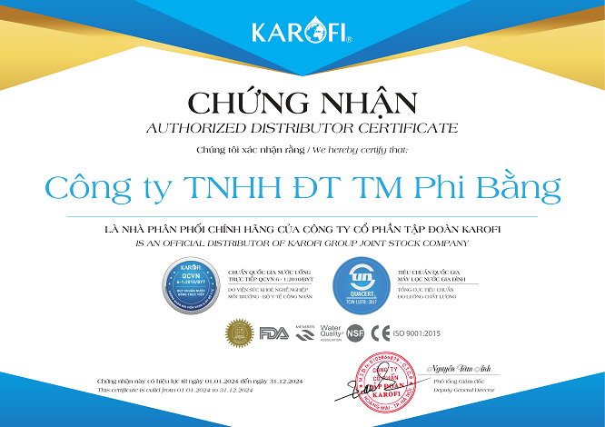 chứng nhận Công ty TNHH ĐT TM Phi Bằng - Linh kiện lọc nước - Đèn UV 6W