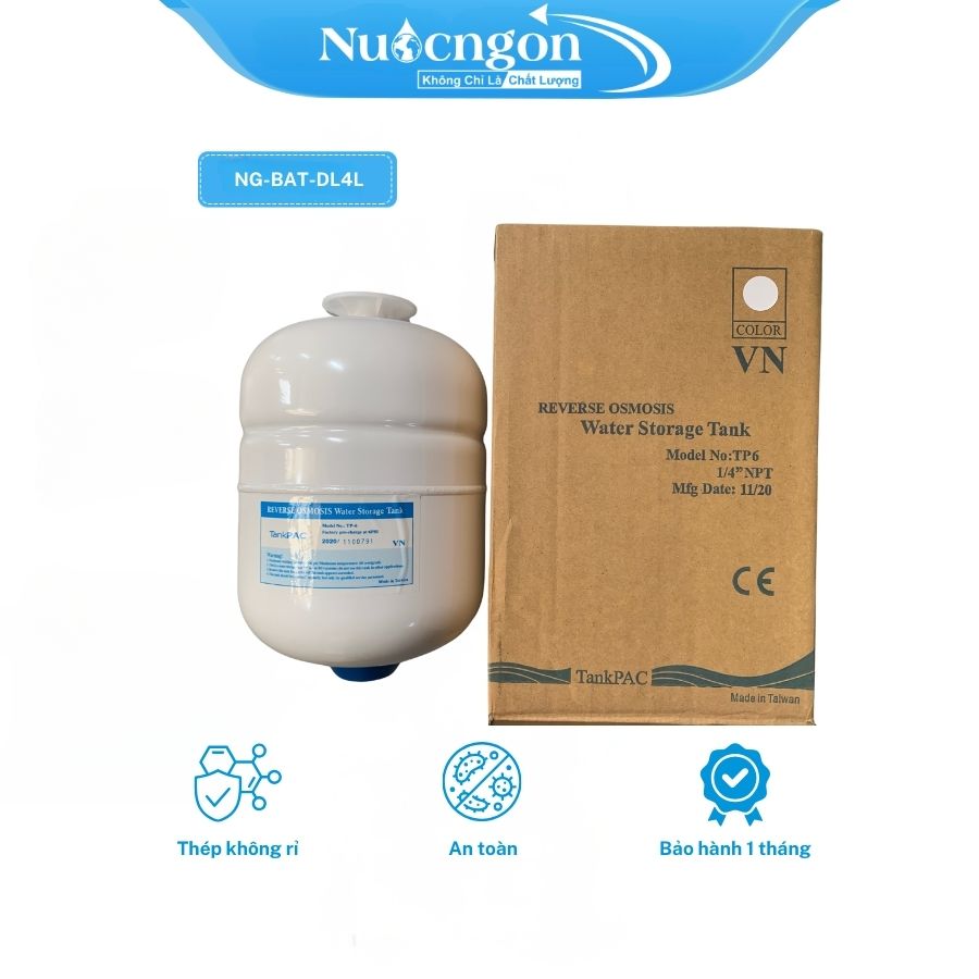 Bình áp thép 4 lít Đài Loan - linh kiện lọc nước