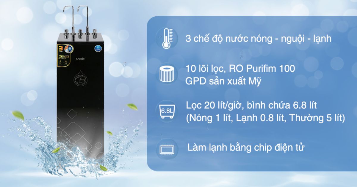 Máy lọc nước nóng lạnh Karofi KAD-X39