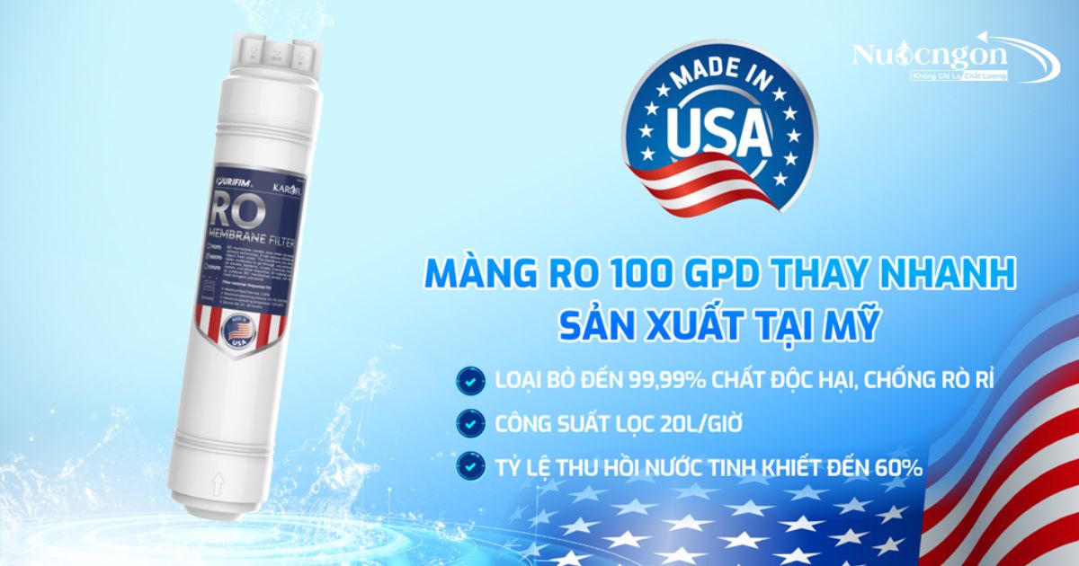 Màng lọc Ro 100 GPD Mỹ thay nhanh