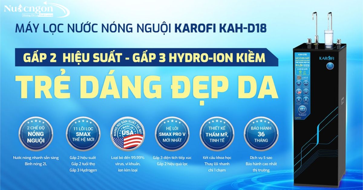 Máy lọc nước nóng nguội Karofi KAH-D18