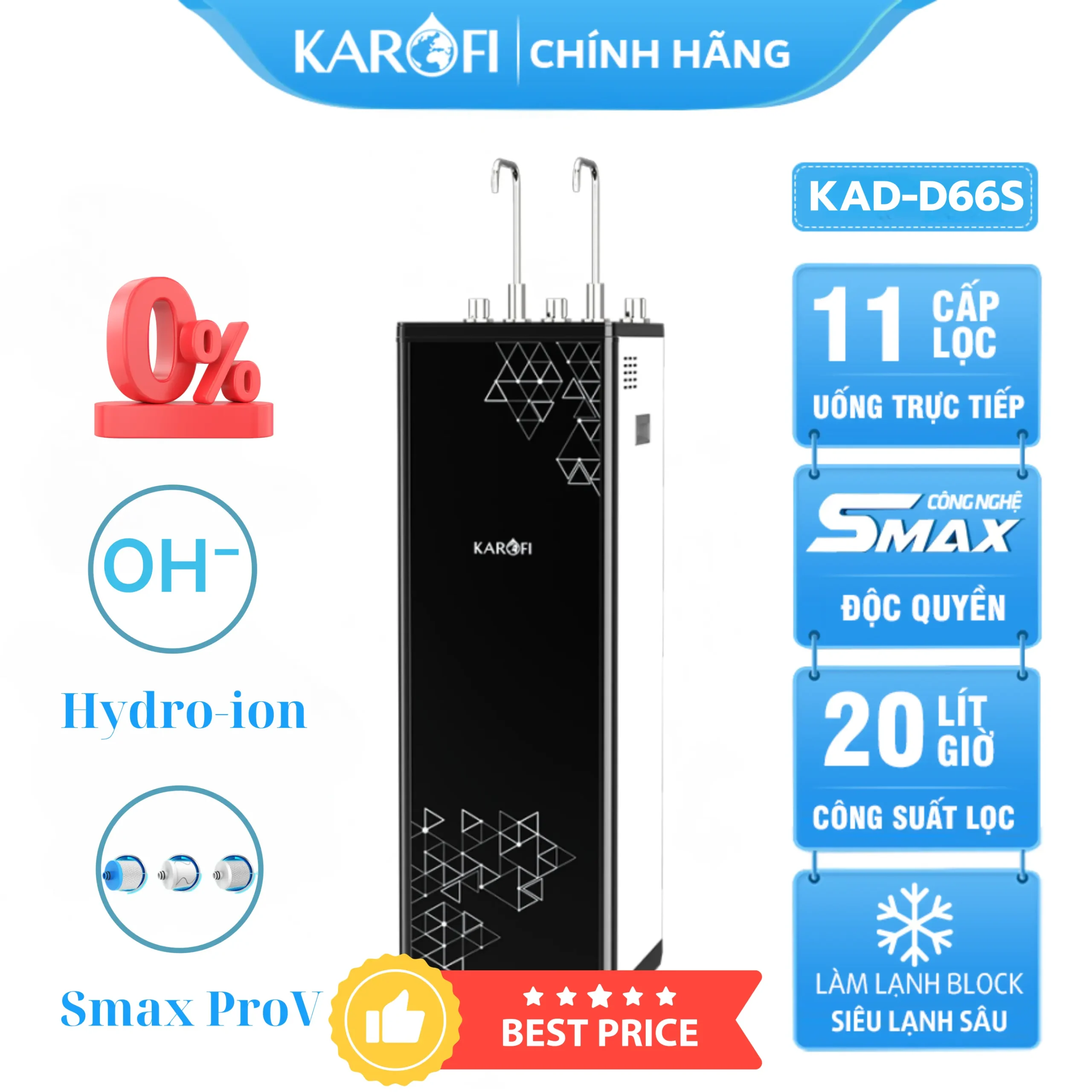 Máy lọc nước karofi nóng lạnh nguội Karofi Kad-D66S