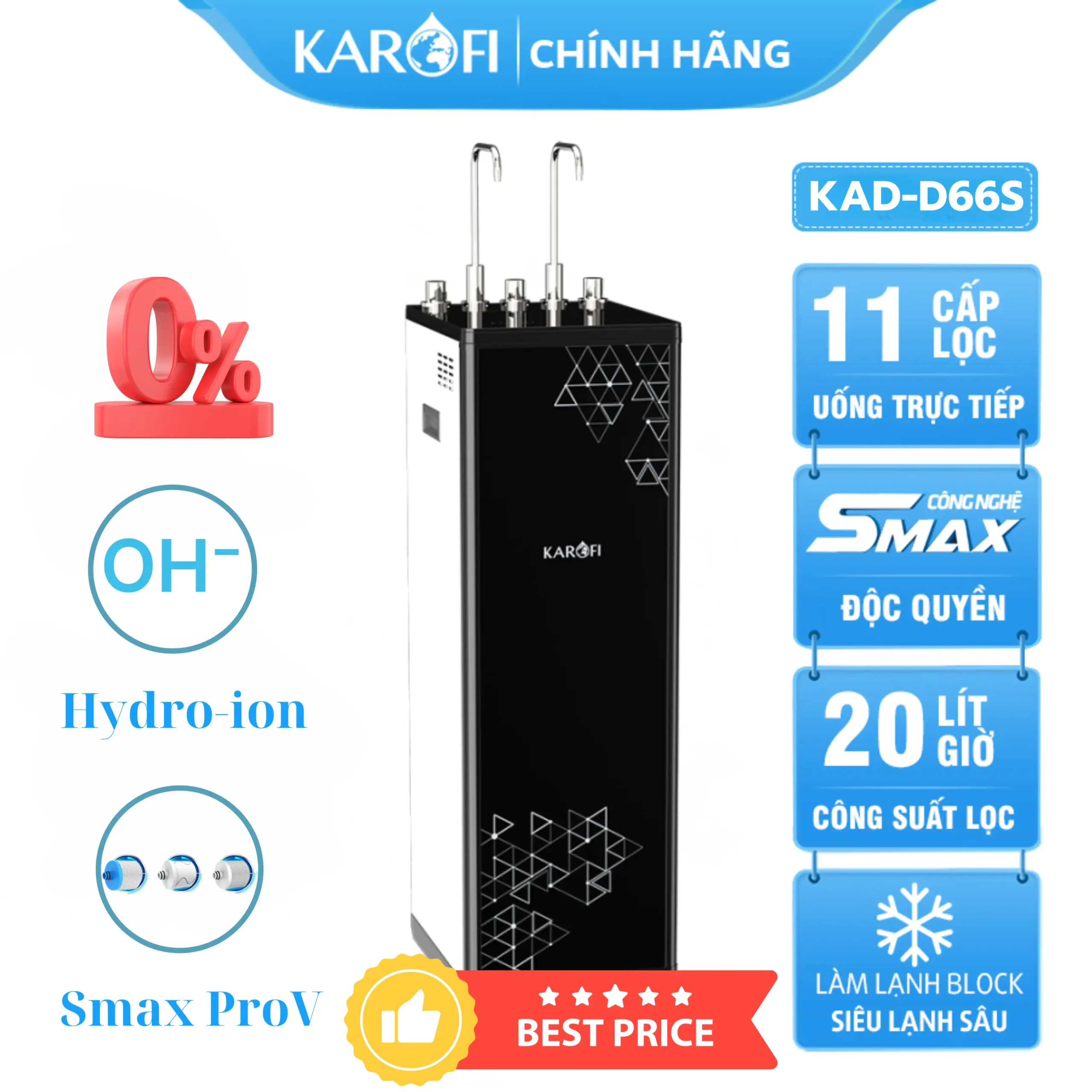 Máy lọc nước karofi nóng lạnh nguội Karofi Kad-D66S