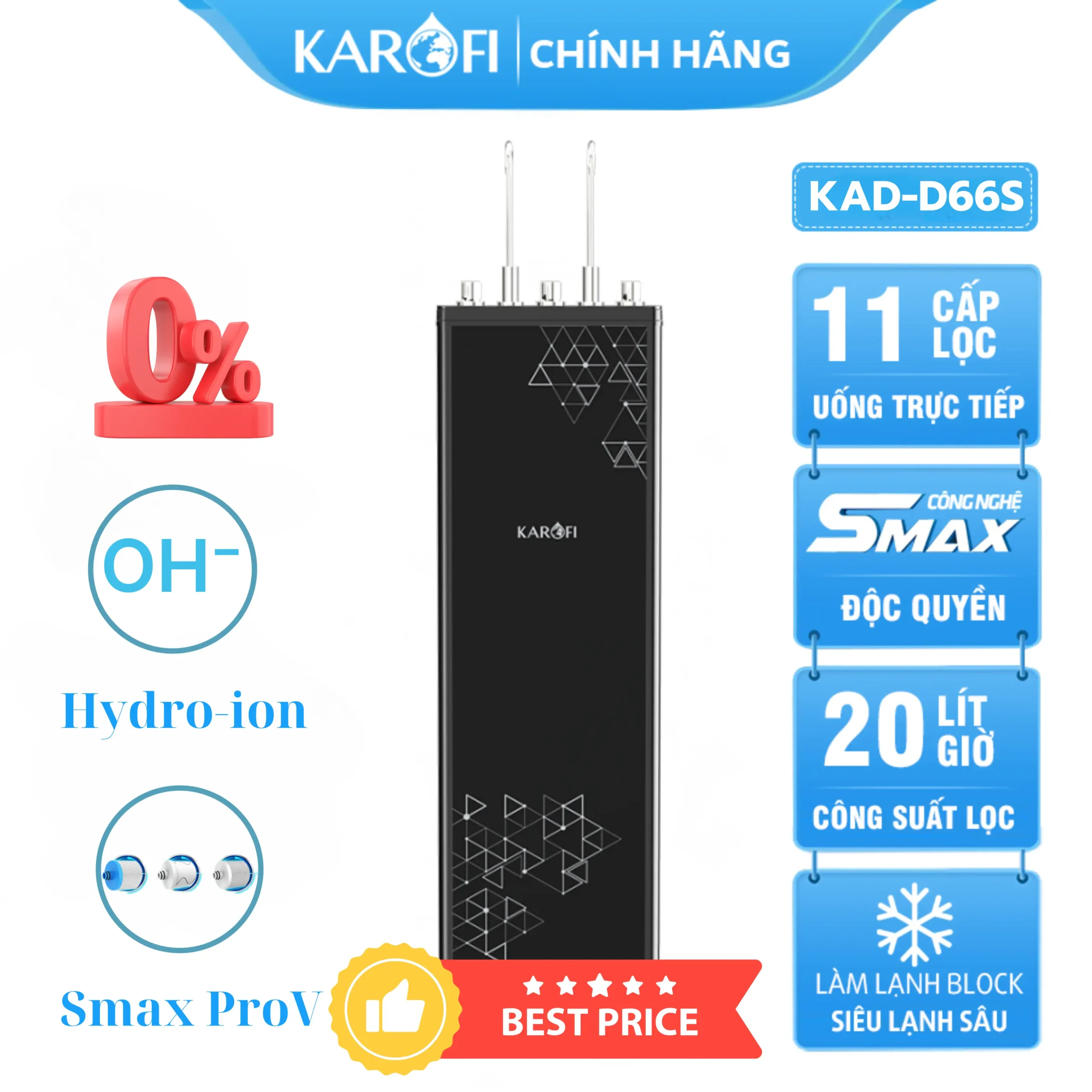 Máy lọc nước karofi nóng lạnh nguội Karofi Kad-D66S