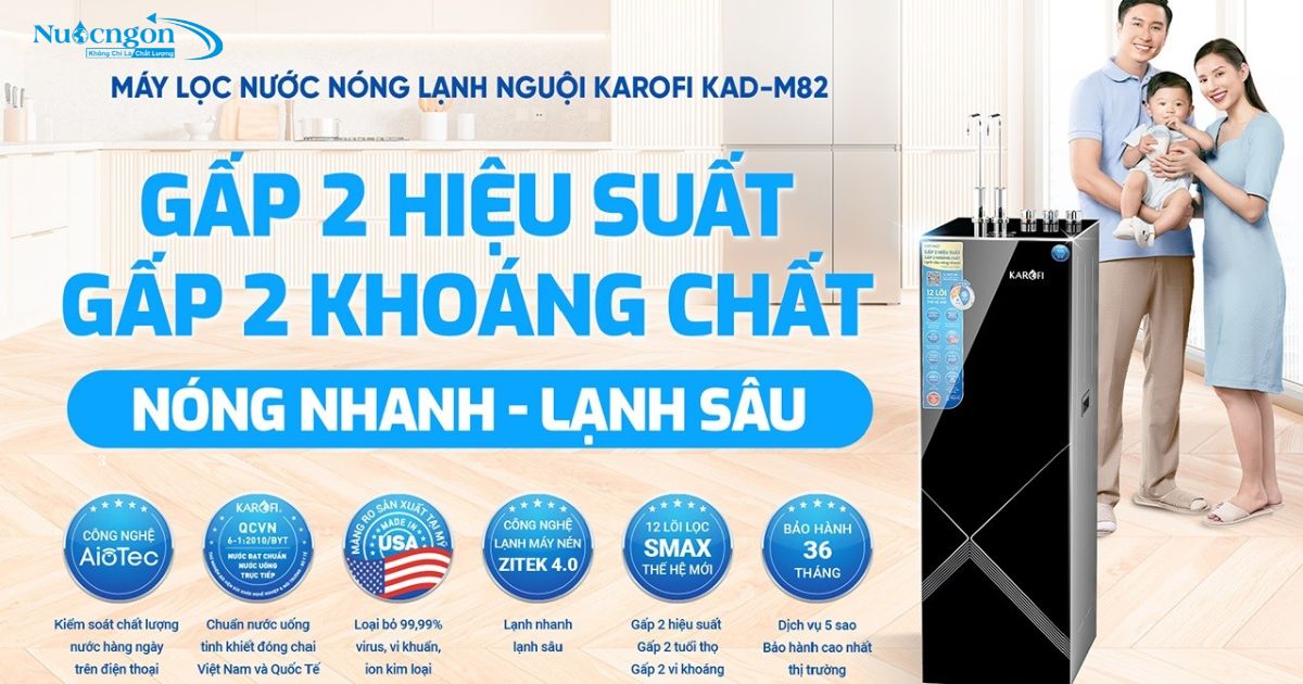 Máy lọc nước nóng lạnh Karofi KAD M82 nóng nhanh - lạnh sâu