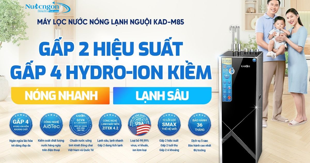 Máy lọc nước nóng lạnh Hydro-ion kiềm Karofi KAD-M85 