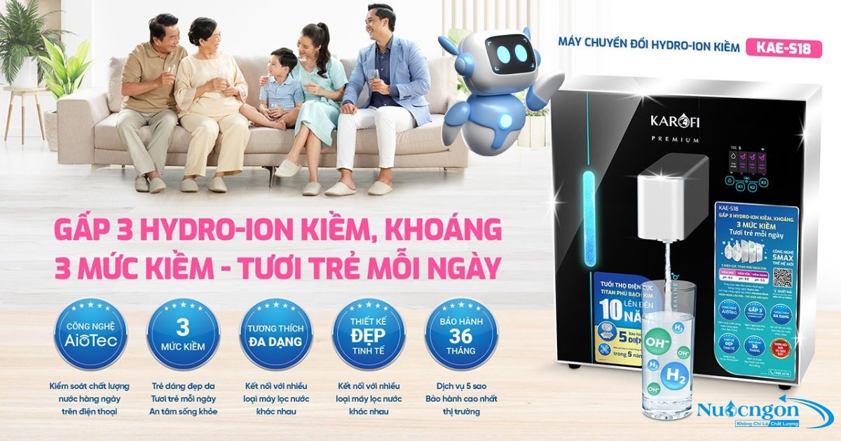 Máy chuyển đổi hydro-ion kiềm Karofi KAE-S18